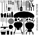 barbecue bbq silhouette set...