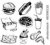 fast food set burger hot dog...