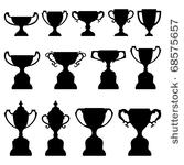 trophy cup silhouette black set