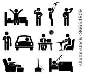 man daily routine people icon...