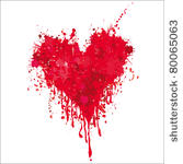 red grunge heart vector. ink...