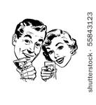 couple with cocktails toasting  ...