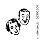 happy couple   retro clip art