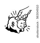piggy bank   retro clip art