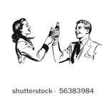couple toasting   retro clip art
