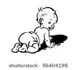baby in diapers   retro clip art