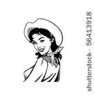 cute cowgirl 2   retro clip art