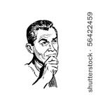 pondering man   retro clip art