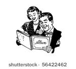 couple with photo album   retro ...