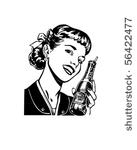 girl with soda   retro clip art