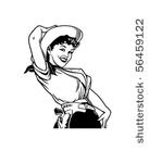 cute cowgirl 3   retro clip art