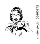 woman with piggy bank   retro...