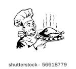 chef with roast poultry   retro ...