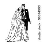 bride and groom   retro clip art