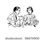 couple dining   retro clip art