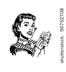 lady with grocery list   retro...
