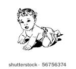 crawling baby   retro clip art