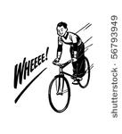 boy riding bike   retro clip art