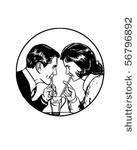sharing a soda   retro clip art