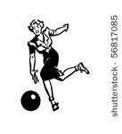 lady bowler   retro clip art