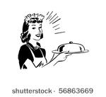 waitress with covered server  ...