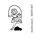 girl with skipping rope   retro ...