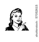 pointing gal   retro clip art