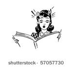 surprised woman reading   retro ...