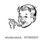 boy with spoon   retro clip art