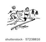 beach gal   retro clip art