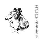 coy woman   retro clip art
