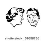 man and woman chatting   retro...