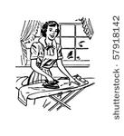 lady ironing   retro clip art