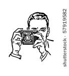 man with camera   retro clip art