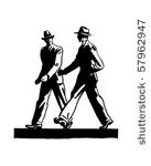 two men walking   retro clip art