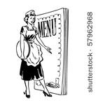 waitress with menu behind  ...