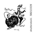 cowgirl lassoing turkey   retro ...