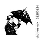 man with umbrella   retro clip...
