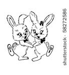 pair of easter bunnies   retro...