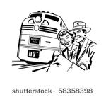 travel by train   retro clip art