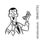 man with wad of cash   retro...