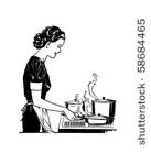retro lady cooking   retro clip ...
