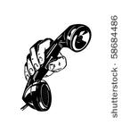 phone in hand   retro clip art