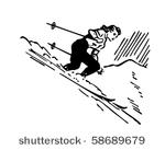 woman skier   retro clip art
