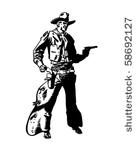 cowboy drawing pistol   retro...