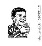 boy with drinking glass   retro ...