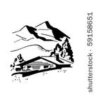 mountain cabin   retro clip art