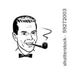 pipe smoking chap   retro clip...
