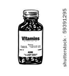 bottle of vitamins   retro clip ...