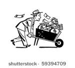 wheelbarrow of cash   retro...